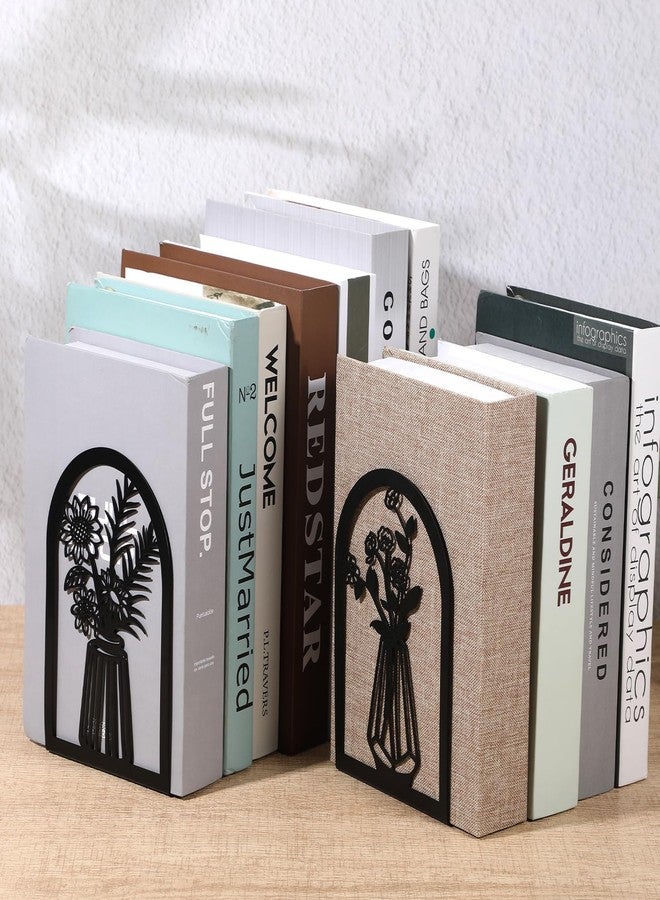 ثلاثة أزواج من فواصل الكتب المزخرفة للرفوف، فواصل كتب معدنية، مانع انزلاق شديد التحمل للكتب الثقيلة، دعامات رفوف للمنزل والمكتب - Image 5