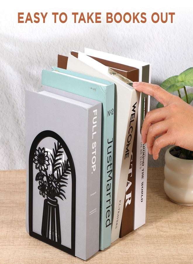 ثلاثة أزواج من فواصل الكتب المزخرفة للرفوف، فواصل كتب معدنية، مانع انزلاق شديد التحمل للكتب الثقيلة، دعامات رفوف للمنزل والمكتب - Image 4