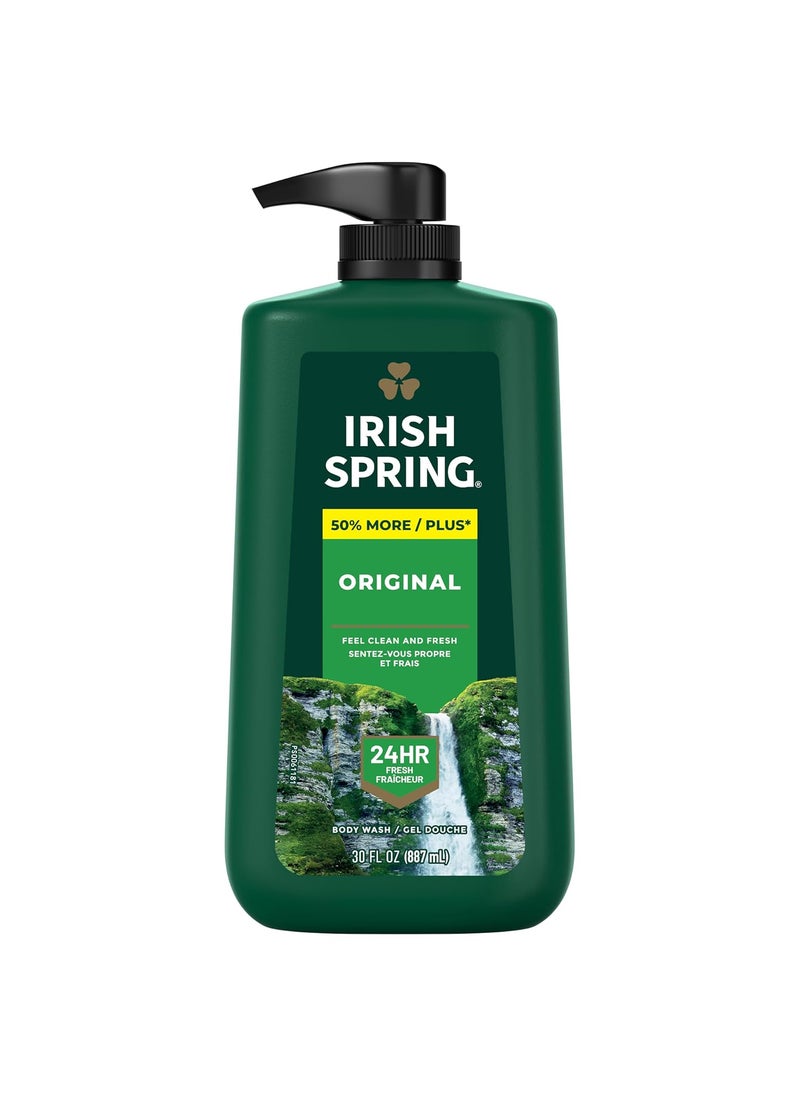 Irish Spring - Irish Spring Original Moisturizing Body Wash for Men 24Hour Fresh Face and Body Wash Mens Body Wash Biodegradable Ingredients Paraben Free Cool Fresh Scent 30 fl oz Pump Bottle - Image 1