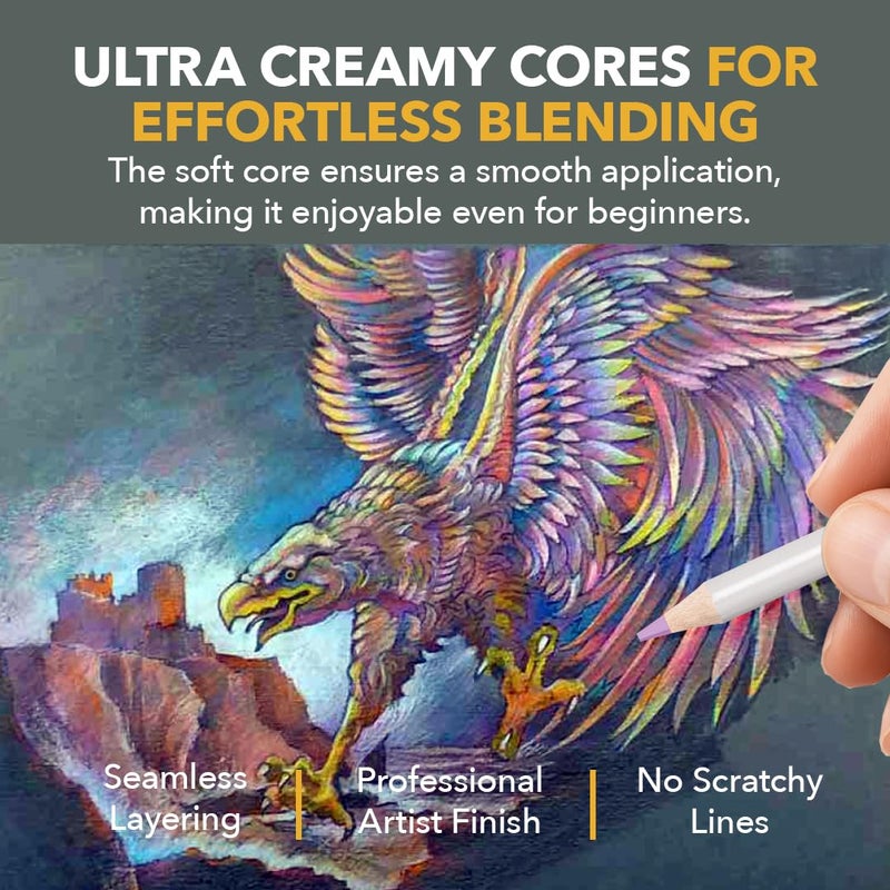 Castle Art Supplies 48 Metallic Colored Pencils Set with Extras | Quality Wax Cores with Shimmering Shades for Professional, Adult Artists, Colorists | in Strong Carry-Anywhere Zipper Case - Image 4