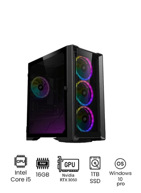 PC Gaming With Intel Core i5-12400F Processor/ 16GB RAM DDR5/ 1TB SSD/8GB Nvidia GeForce RTX 3050 Graphics/Windows 11 Pro/Black