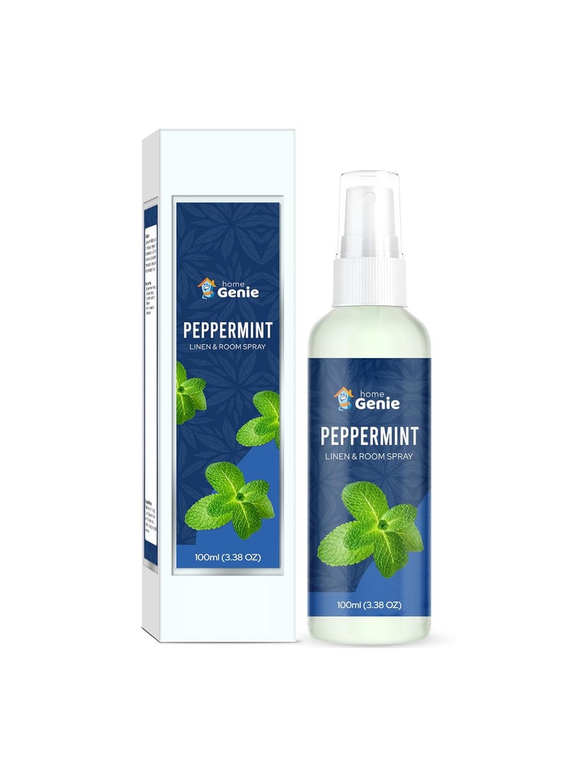 HOME GENIE Home Genie Peppermint Linen And Room Spray Air Freshener Long Lasting Aromatic Scent Made With Essential Oils 100ml 338 fl oz  - Image 1