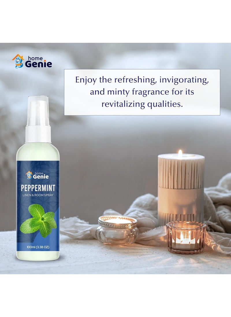 HOME GENIE Home Genie Peppermint Linen And Room Spray Air Freshener Long Lasting Aromatic Scent Made With Essential Oils 100ml 338 fl oz  - Image 5
