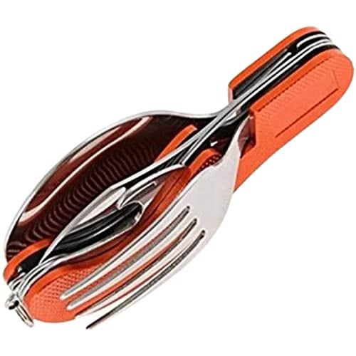 Bridge2shopping 3 in1 Function Eating Utensil Stainless Steel Multi-Tool Camping Folding Pocket Knife, Fork Spoon Set - Image 1