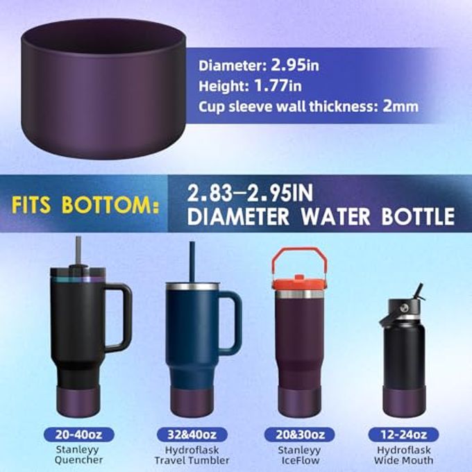 BKBY Chameleon Silicone Water Bottle Boot, Compatible with Stanley Tumbler 20 30 40oz & Hydroflask 12-24oz, Fit More Bottle/Tumblers 2.8-2.95in Bottom Anti-Slip Protector Rubber Sleeve - Image 5