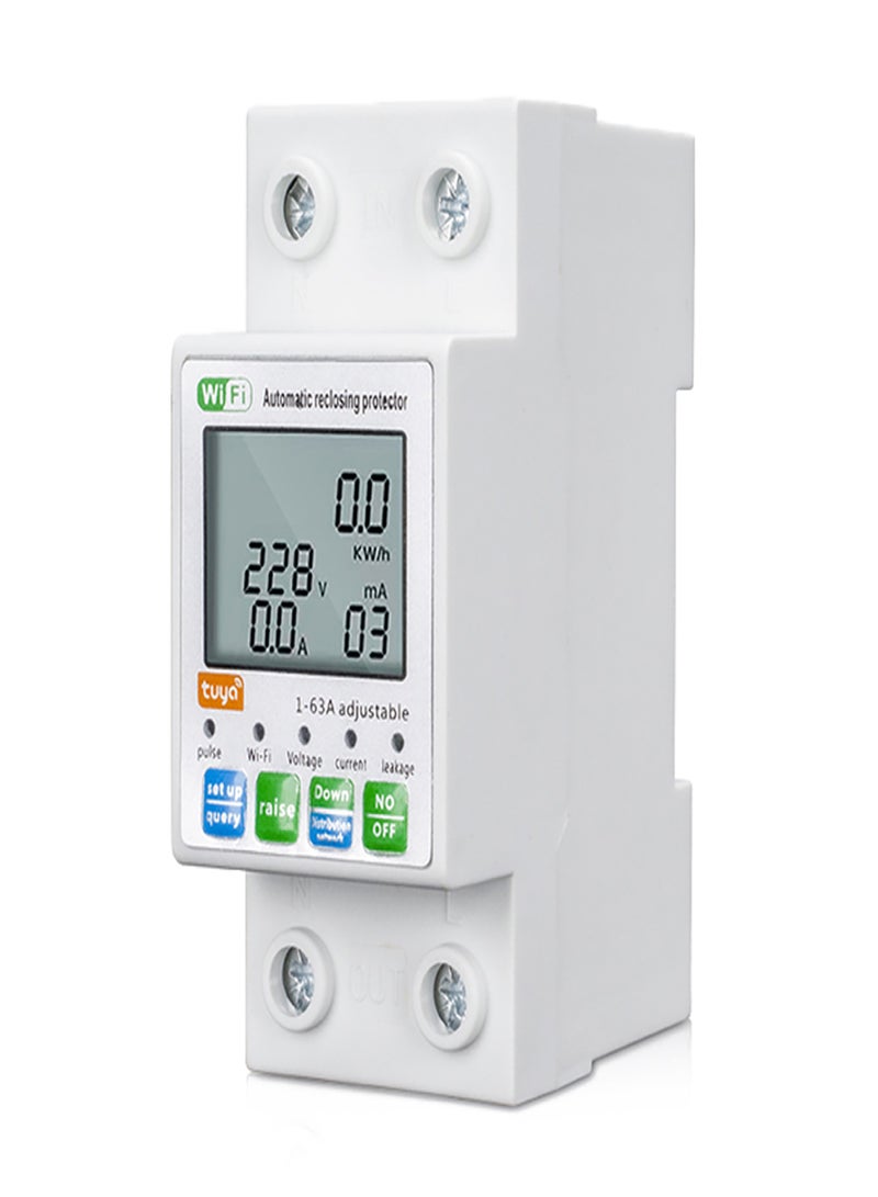 تويا Tuya ZigBee ذكي حماية إعادة الإغلاق التلقائي متعدد الوظائف مقياس الجهد الحالي شاشة LCD مفتاح مقياس الطاقة قيم الحماية قياس قابل للضبط قاطع الدائرة تطبيق الهاتف المحمول بوابات التحكم المطلوبة - Image 1