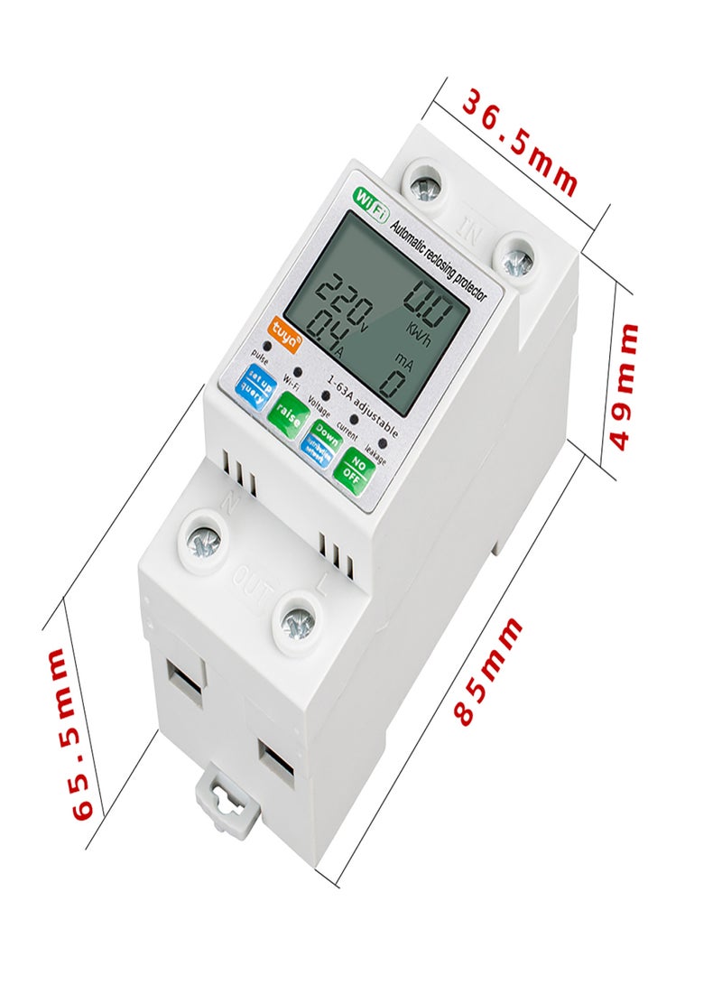 تويا Tuya ZigBee ذكي حماية إعادة الإغلاق التلقائي متعدد الوظائف مقياس الجهد الحالي شاشة LCD مفتاح مقياس الطاقة قيم الحماية قياس قابل للضبط قاطع الدائرة تطبيق الهاتف المحمول بوابات التحكم المطلوبة - Image 5