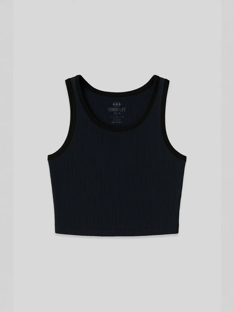 تومي لايف TOMMY Ribbed Sleeveless Crop Top