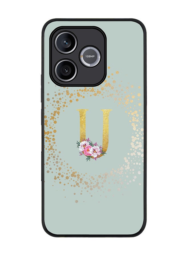 Stylizedd For Honor 600 Lite / 500 Smart / Honor X80i Case,Slim fit Camera Protection, Shockproof Thin Phone cover  - Custom Monogram Floral - U  (Light Grey ) - Image 1