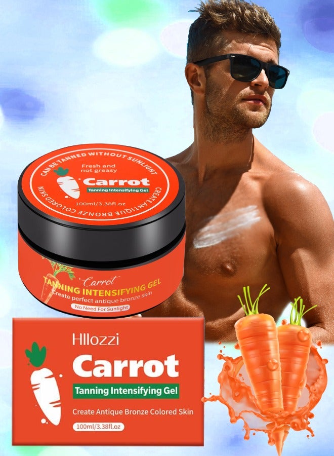 Hllozzi 100ml Carrot Tanning Gel for Men and Women Create Bronze Skin Extreme Intensive Tanning Soft Gel Tanning Lotion Accelerator Tanning Cream Self Tanner Gel for Skin Tanning Sunless Tanner - Image 1
