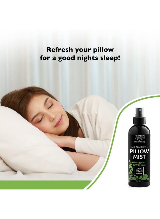 Aromasong Aromasong Eucalyptus & Wild Mint Pillow Spray - All Natural Calming Linen & Bedtime Mist for Deep Sleep - Aromatherapy Essential Oils for Sleeping  - Image 4