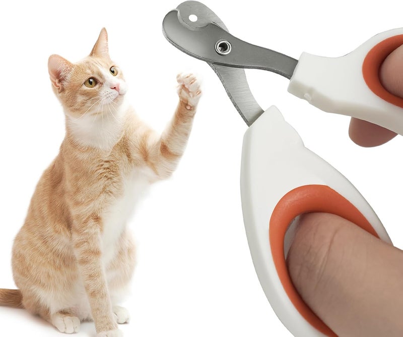 Vesslam Cat Nail Clippers with Circular Cut Hole -Avoid Over Cutting Pet Nail Clippers -Sharp Angled Blade Professional Paw Trimmer Set for Novice Pet Families (Orange) - Image 3