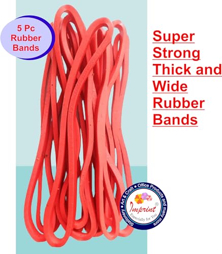 IMPRINT Natural Long Red 5-6 MM Wide and 8 Inches Longs Red Color Rubberbands, Big, Large, Heavy Duty and Thick Extra Strong Rubber Bands Pack of 5 - Image 2