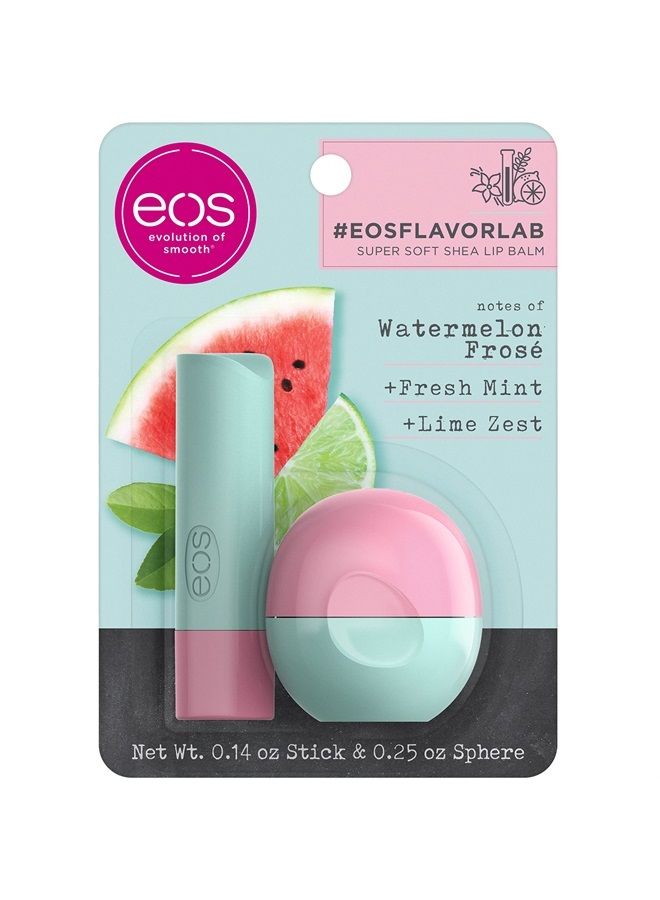 EOS FlavorLab Lip Balm Stick and Sphere, Watermelon Frosé, Natural Shea Lip Products, 2 Count(Pack of 1) - Image 1
