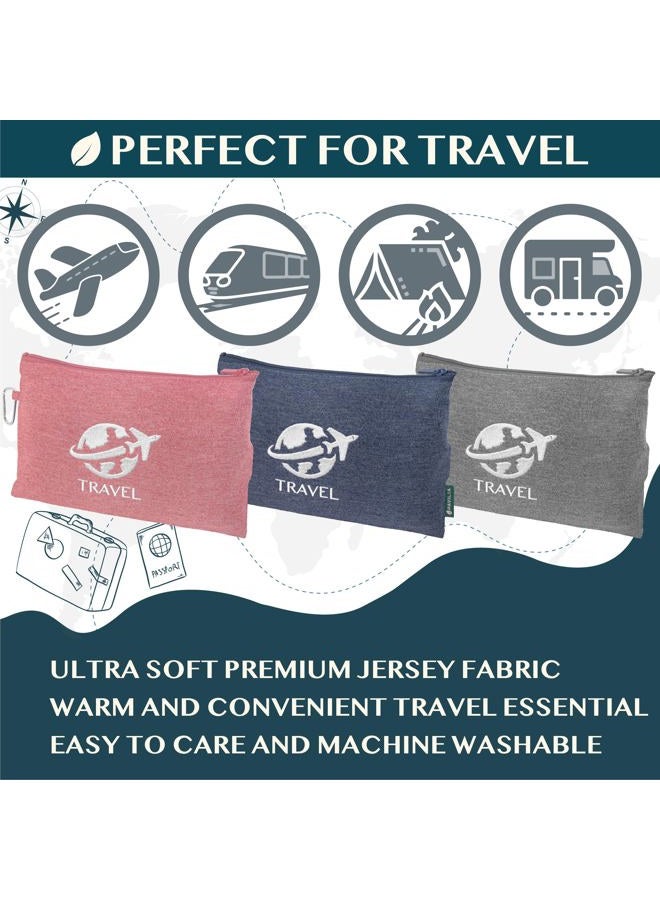 PAVILIA Travel Blanket Compact, Airplane Blanket Packable Bag, Soft Fleece Portable Throw Pillow Combo Set, Plane Flight Car Trips Travel Essentials Gift Accessories, Luggage Backpack Clip, Navy Blue - Image 5