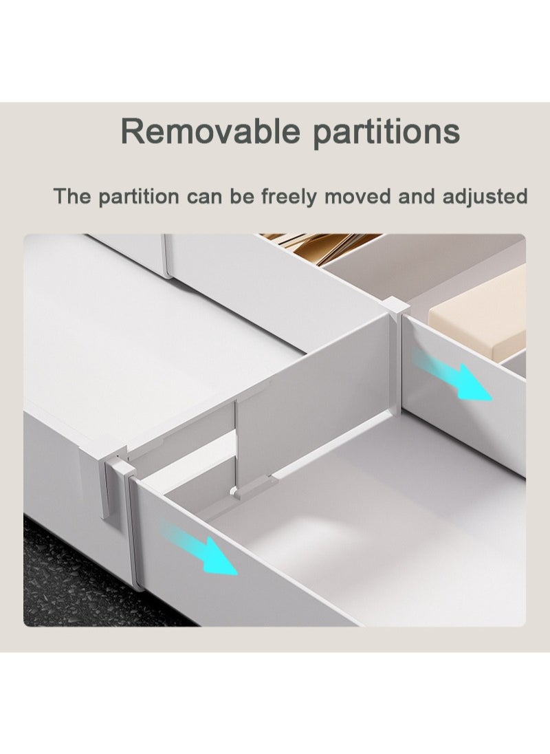 Apustim Kitchen Drawer Cutlery Organizer，Expandable Cooking Utensil Tray，Adjustable Cutlery Holder，Plastic Kitchen Scraper Tool And Gadget Storage Divider（White）  - Image 3