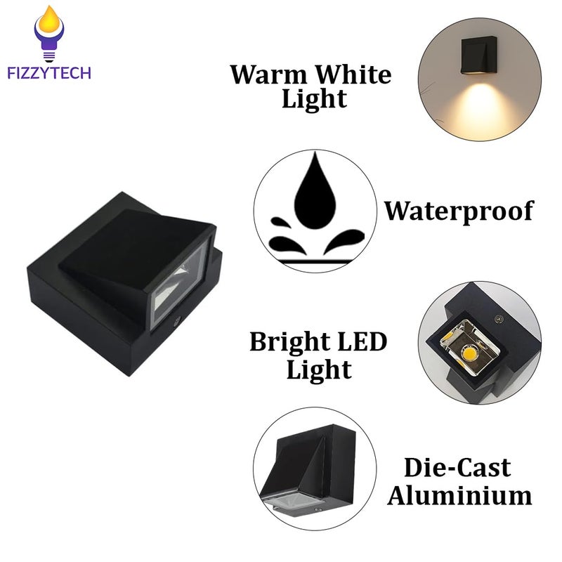 fizzytech مصباح حائط خارجي LED بلاستيكي 5 واط | ضوء مقاوم للماء والصدمات | تركيبة مثبتة على الحائط لغرفة النوم والحديقة وزينة المنزل (أبيض دافئ) - Image 3