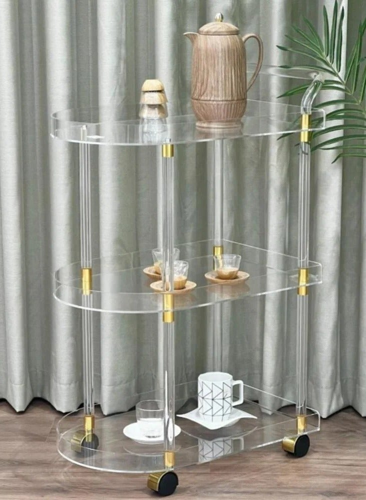 عربة تقديم عصرية مصنوعة من الأكريليك الشفاف