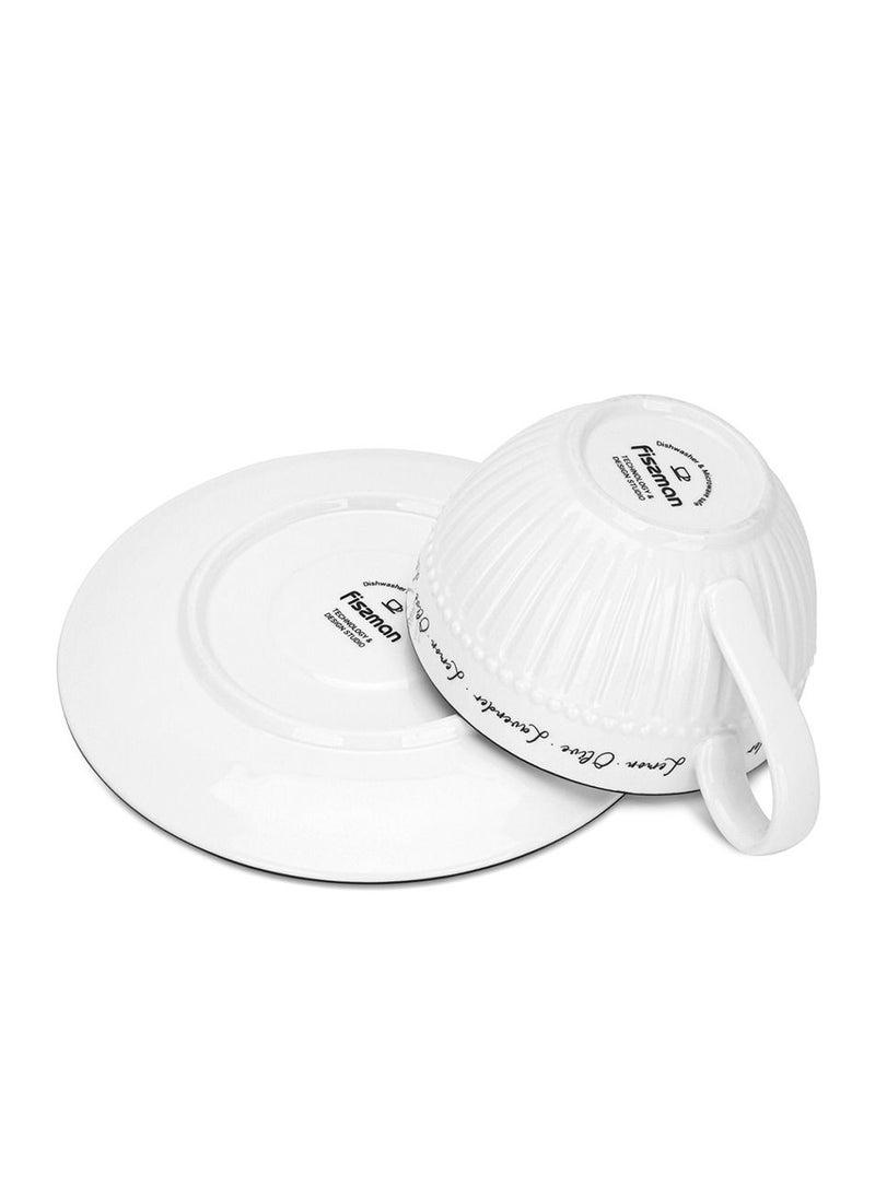 Fissman - Set of 2 Cups with Saucer 250ml, Lemon Provence,Durable Porcelain,Stylish Design Microwave&Dishwasher Safe - Image 1
