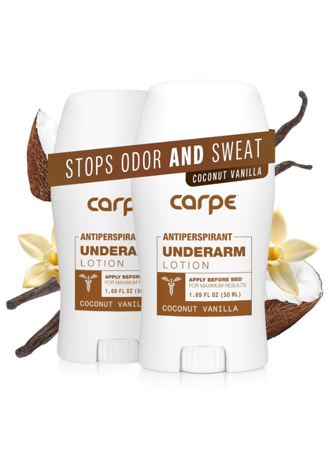 Carpe Carpe Underarm Antiperspirant Deodorant - Advanced Sweat & Odor Protection Formula - Antiperspirant for Women & Men Helps to Combat Excessive Sweating with Odor Control - Coconut Vanilla (Pack of 2) - Image 1