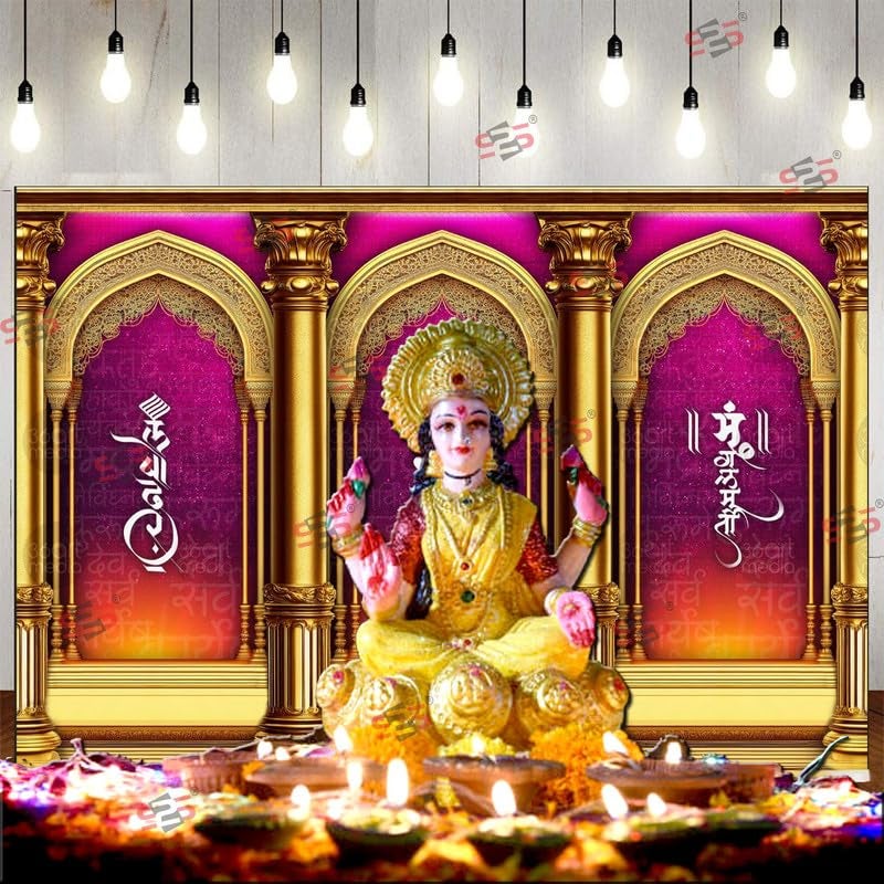 S2S Vakratunda Backdrop Cloth for Pooja Decoration Traditional, Background Decoration Cloth | Curtain Cloth for All Festival, Functions & Ceremonies - (5 x 8 Feet) (VAKRATUNDA) - Image 2