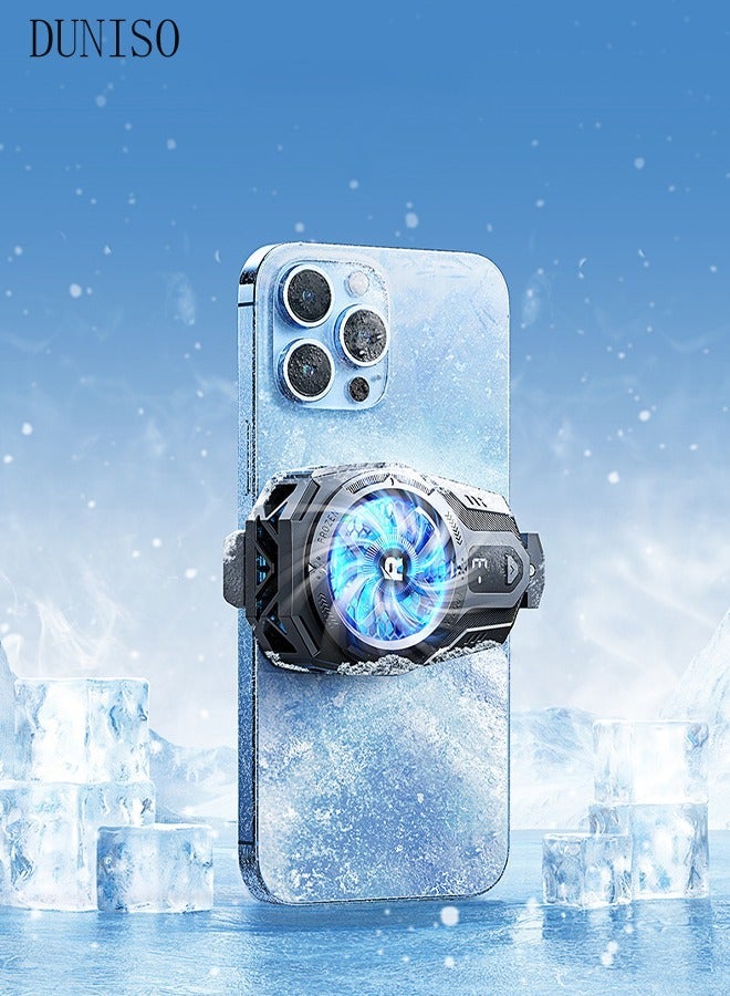 DUNISO Mobile phone radiator, cooling fan, with digital display mobile phone cooling fan, plug-in model, rechargeable, playing games, live streaming, watching videos - Image 2