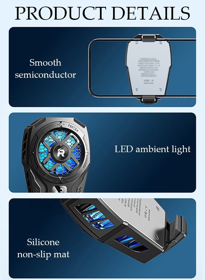 DUNISO Mobile phone radiator, cooling fan, with digital display mobile phone cooling fan, plug-in model, rechargeable, playing games, live streaming, watching videos - Image 5