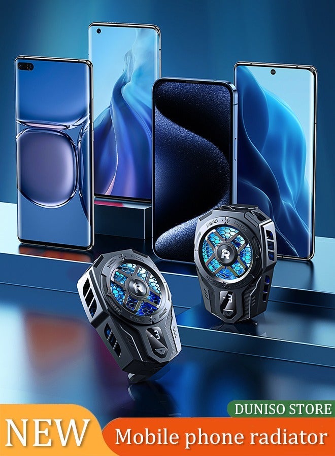 DUNISO Mobile phone radiator, cooling fan, with digital display mobile phone cooling fan, plug-in model, rechargeable, playing games, live streaming, watching videos - Image 1
