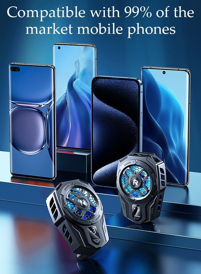 DUNISO Mobile phone radiator, cooling fan, with digital display mobile phone cooling fan, plug-in model, rechargeable, playing games, live streaming, watching videos - Image 4