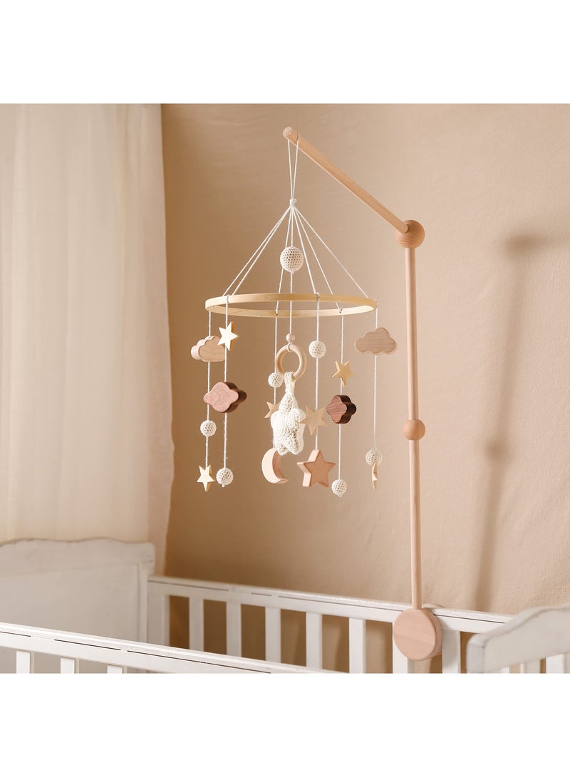 Hand-Crocheted Baby Crib Mobile for Boys and Girls, Boho Nursery Decor, Gender Neutral Wooden Bed Bell Toy, Montessori Hanging Mobile for Newborns, Perfect for Crib Decoration.  - Image 3