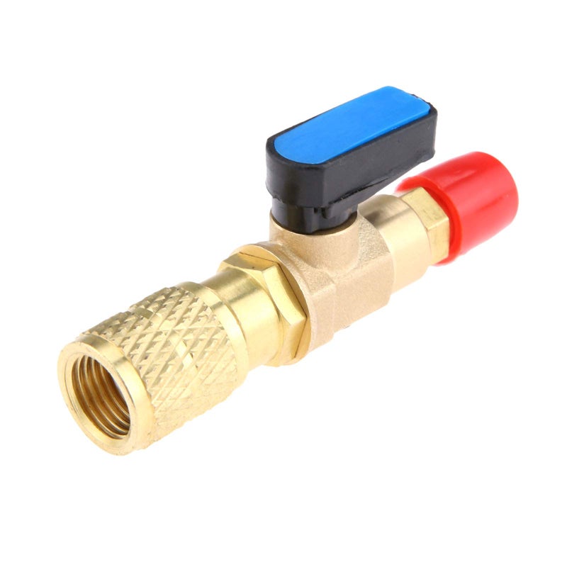 محول صمام كروي للغازات 14 SAE لمكيف الهواء HVAC أدوات خدمة السيارات R410A R134A R22 R12 نحاس صمام كروي مغلق مستقيم HVAC AC