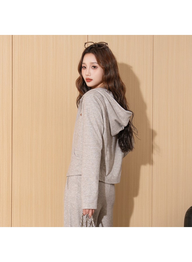 Flying in the snow Women's Coat 2025 Autumn Winter Korean Style Casual Lazy Feel Hooded Cardigan Top - Image 3