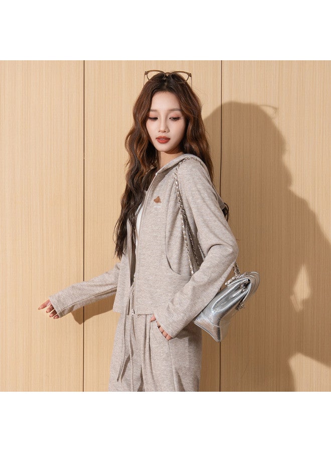 Flying in the snow Women's Coat 2025 Autumn Winter Korean Style Casual Lazy Feel Hooded Cardigan Top - Image 4