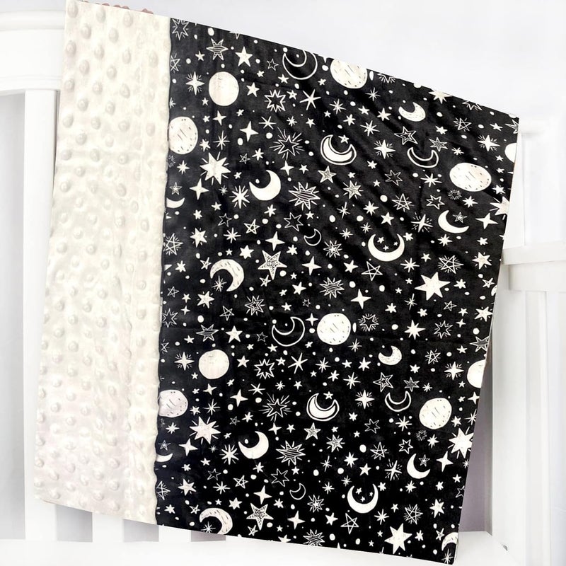 Citihomy Baby Blanket for Girls Boys Black Moon Star Minky Super Soft Double Layer Receiving Blanket with Dotted Backing for Newborns Nursery Stroller Receiving Toddlers Crib Bedding Blankets 30x40 Inch - Image 3