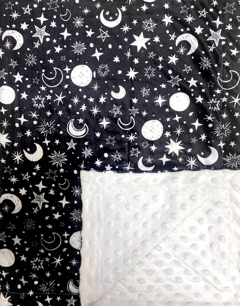Citihomy Baby Blanket for Girls Boys Black Moon Star Minky Super Soft Double Layer Receiving Blanket with Dotted Backing for Newborns Nursery Stroller Receiving Toddlers Crib Bedding Blankets 30x40 Inch - Image 1