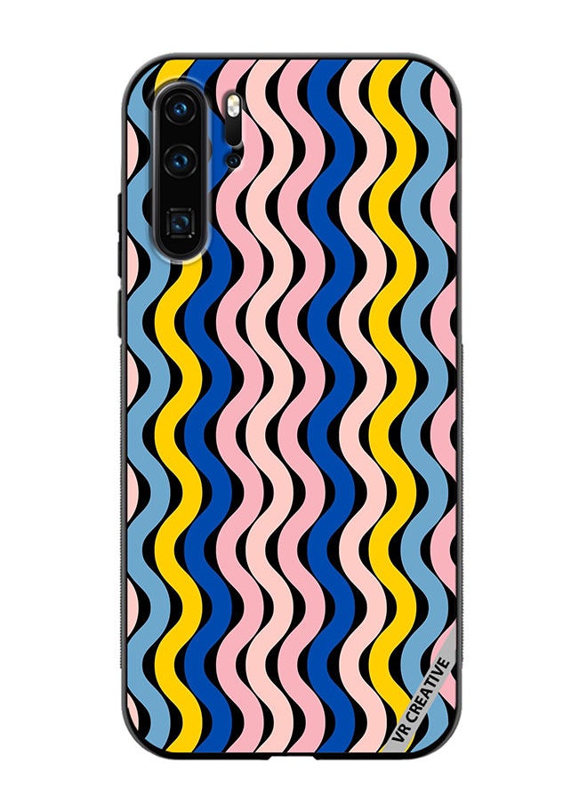 VR CREATIVE - Protective Case Cover For Huawei P30 Pro Retro Vintage Waves Groove Design Multicolour - Image 1