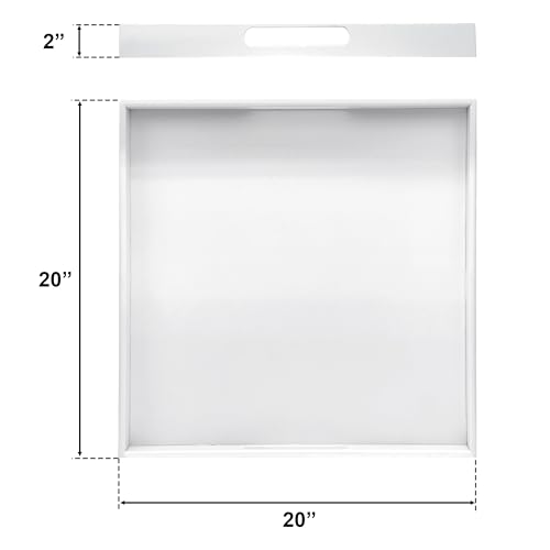 Bamboo Bam & Boo 20" x 20" x 2" Square Natural Bamboo Ottoman Tray with Handles, White - Image 2