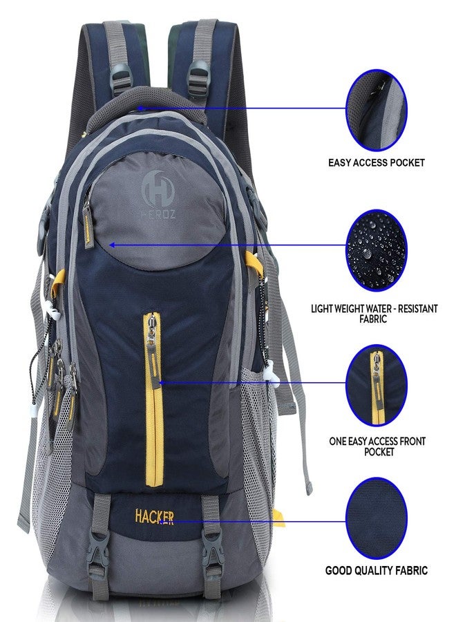 HEROZ Hacker 50 litres Large Size Nylon Travel Laptop Backpack Water Resistant Slim Durable Computer Book Bag Tracking Fits Up to 17.3-inch Laptop (058- ALL) (Navy Blue) - Image 4
