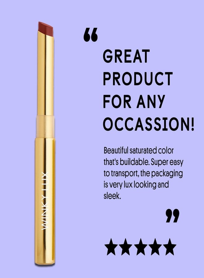 Winky Lux أحمر شفاه وينكي لوكس سكينى بلومب ديمى مات - لون الخوخ المتسخ، أحمر شفاه طبيعي بلومب، قلم شفاه مات ناعم وخفيف الوزن يدوم طويلاً، مدعوم بحمض الهيالورونيك وزيت البرقوق، روم كوم - Image 5