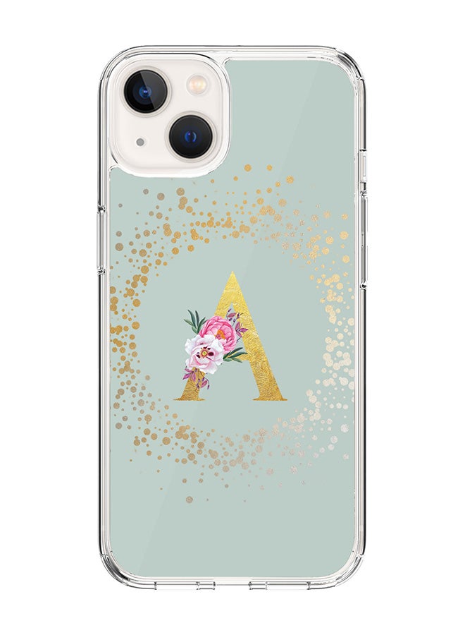 Stylizedd Classic Clear Case For iPhone 15 Plus, Hybrid Soft Case Thin Cover- Custom Monogram Initial Letter Floral Pattern Alphabet - A(Light Green) - Image 1