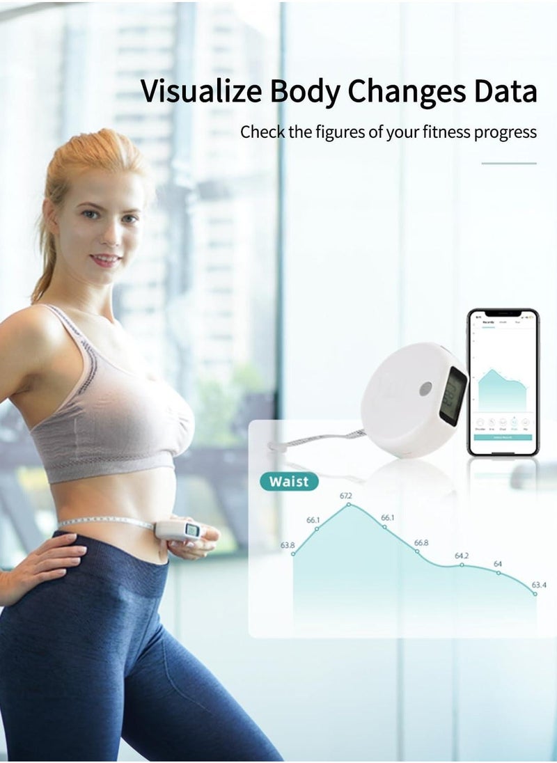 Generic Smart Body Tape Measure, SUN & LION Accurate Body Fat Measure, Digital LCD Monitor Display, Body Measurement Tape with Bluetooth for Fitness Man & Woman, Data Syn, Lock Pin (inch & cm)  - Image 2
