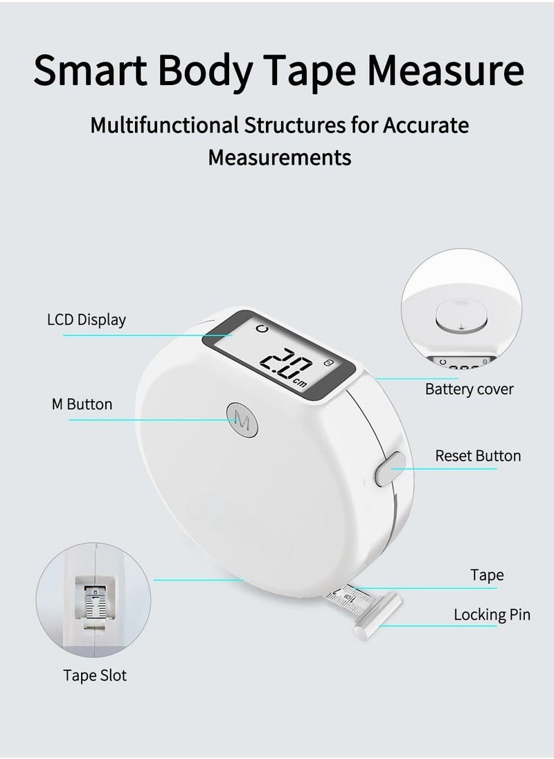 Generic Smart Body Tape Measure, SUN & LION Accurate Body Fat Measure, Digital LCD Monitor Display, Body Measurement Tape with Bluetooth for Fitness Man & Woman, Data Syn, Lock Pin (inch & cm)  - Image 4