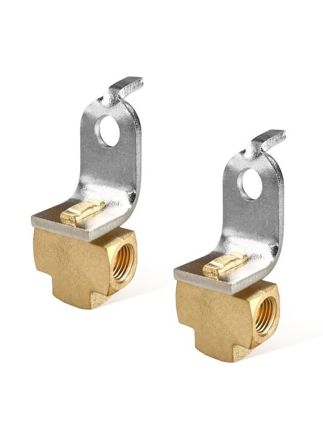 Wevdn 2 PCS 3-Way Brake Line Tee Fitting, Brass Brake Line Tee for 3/16" Tube with Mounting Bracket for 3/8"-24 Threads Maintaining Brake System, Universal Brake Line Fittings for Inverted Flare - Image 1