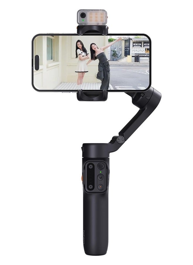 hohem - hohem iSteady V3 Gimbal Stabilizer for Smartphone, AI Tracker Fill Light,Detached Remote,Built-in Tripod Extension Rod,2024 Upgraded 3-Axis Phone Gimbal Foldable Stabilizer for iPhone Android(Black) - Image 1