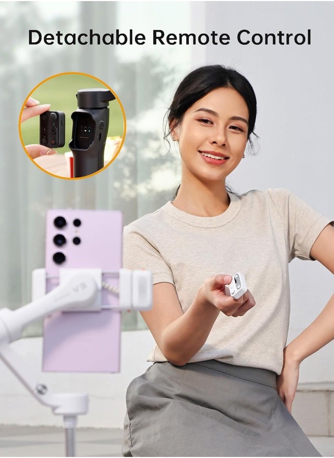 hohem - hohem iSteady V3 Gimbal Stabilizer for Smartphone, AI Tracker Fill Light,Detached Remote,Built-in Tripod Extension Rod,2024 Upgraded 3-Axis Phone Gimbal Foldable Stabilizer for iPhone Android(Black) - Image 1