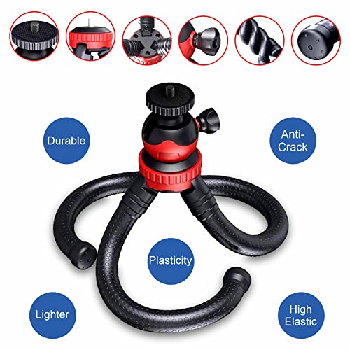 HUMBLE® Octopus Tripod Foldable Flexible Tripod gorilla tripod Stand with Universal Mobile Holder for Vlogging Streaming Photography Compatible With All Smartphones, Action Cameras, and DSLR {(12 Inch) RED and BLACK} - Image 2