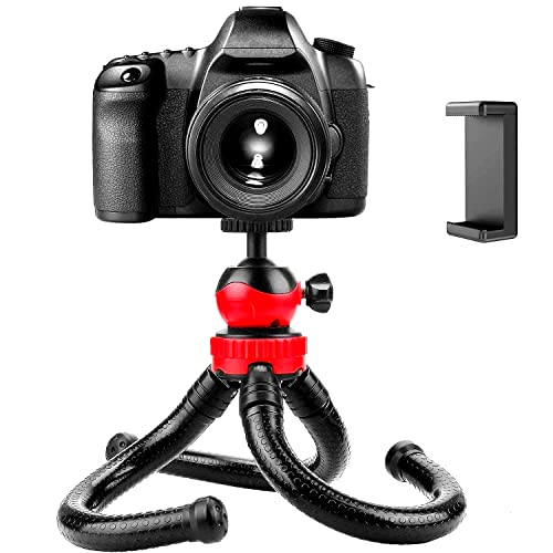 HUMBLE® Octopus Tripod Foldable Flexible Tripod gorilla tripod Stand with Universal Mobile Holder for Vlogging Streaming Photography Compatible With All Smartphones, Action Cameras, and DSLR {(12 Inch) RED and BLACK} - Image 1