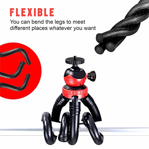 HUMBLE® Octopus Tripod Foldable Flexible Tripod gorilla tripod Stand with Universal Mobile Holder for Vlogging Streaming Photography Compatible With All Smartphones, Action Cameras, and DSLR {(12 Inch) RED and BLACK} - Image 4