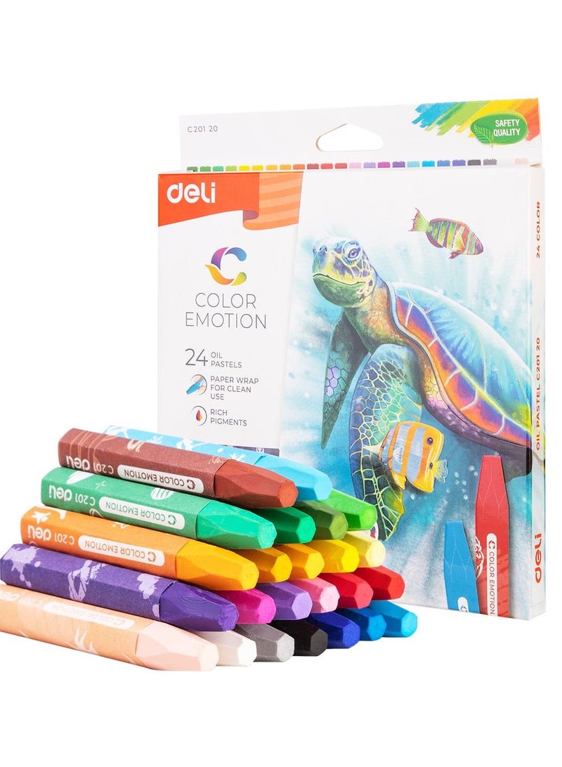 Deli مجموعة ألوان الباستيل الزيتية متعددة الألوان، مكونة من 24 قطعة - Image 1