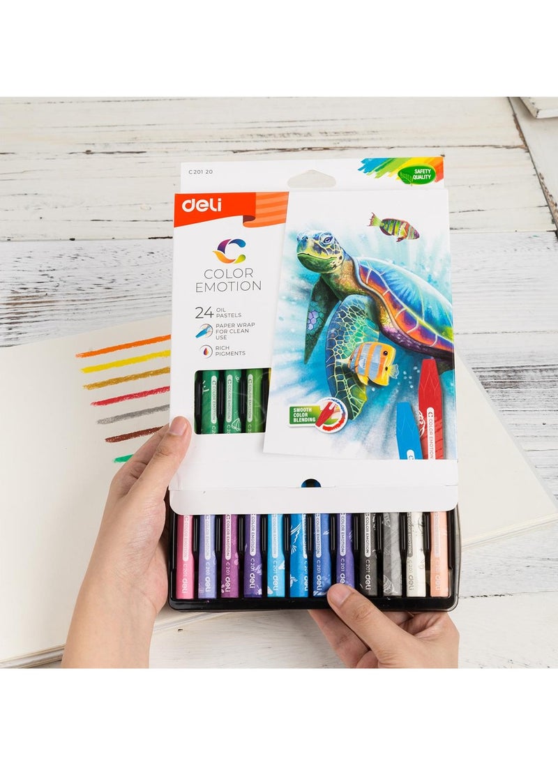 Deli مجموعة ألوان الباستيل الزيتية متعددة الألوان، مكونة من 24 قطعة - Image 3